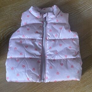 Old Navy Pink Heart Print Puffer Vest